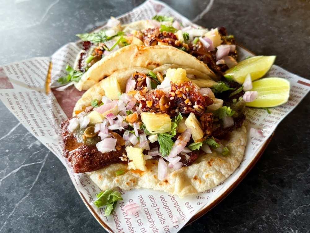 Using grilled sliced pork shoulder, Tacos Pastor is more about a variation of textures. — Picture by Lee Khang Yi