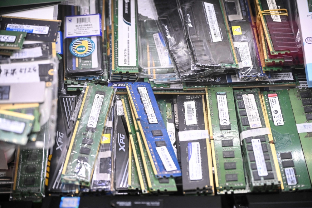RAM (Random Access Memory) chips are seen for sale in a computer centre in Hong Kong on July 28, 2026. — AFP pic