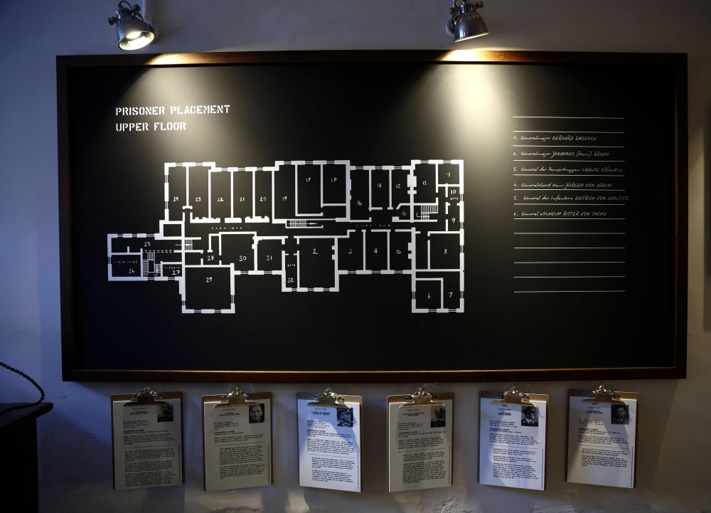 A prisoner placement map inside the captain’s room at the new Trent Park Museum is pictured in Enfield, north London on July 29, 2026. — AFP pic