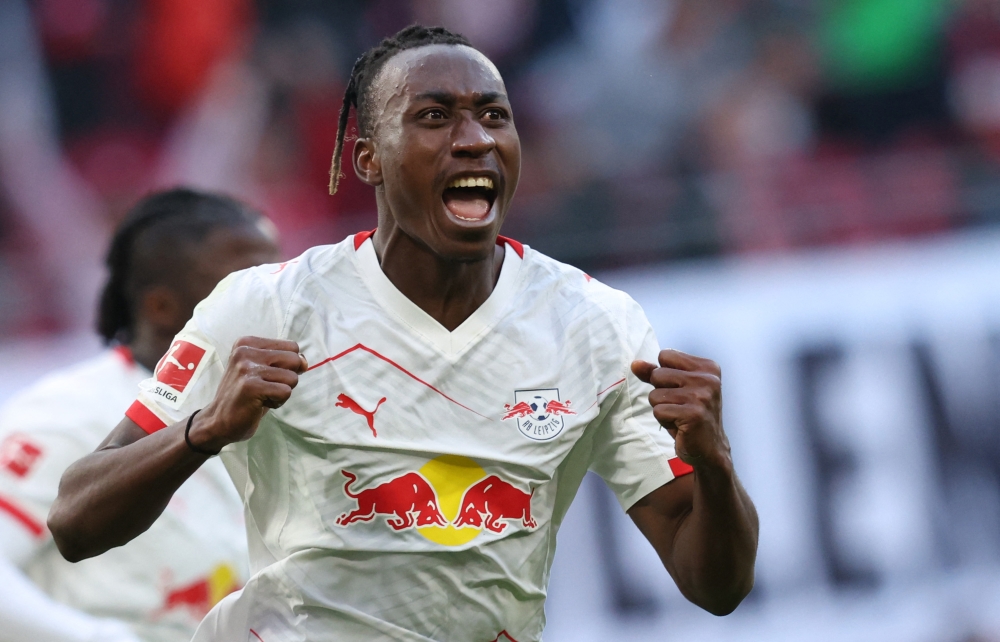 New Real Madrid signing Yan Diomande celebrates after scoring for RB Leipzig in a Bundesliga match on March 7, 2026, with the 19-year-old Ivory Coast winger joining the Spanish giants on a long-term deal. — AFP pic