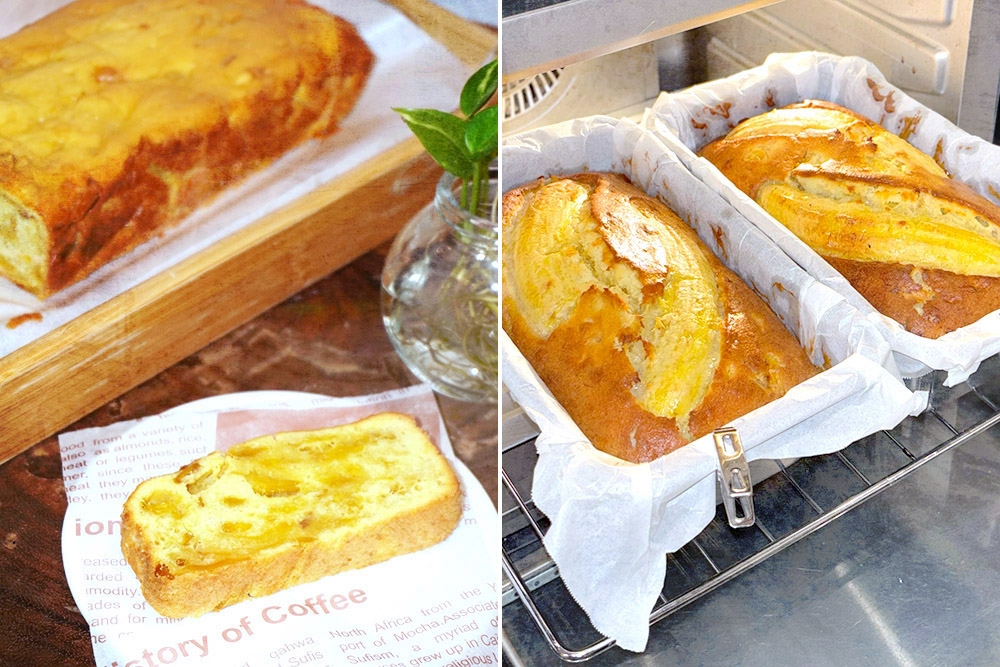 Customer favourites: Cempedak Loaf (left) and Banana Loaf (right). 