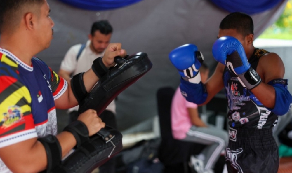 Ahyan warming up before competing at the recent IFMA Muaythai World Championships at Dataran Merdeka. — Bernama pic 