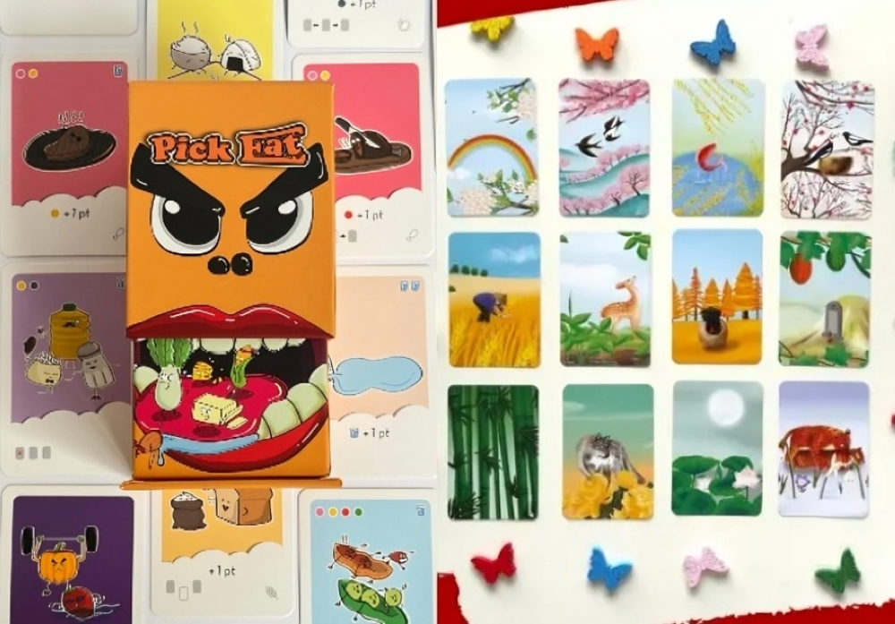Two games created by Buddhima Tham: Pick Eat and the Chinese Flower Card game. — Picture courtesy of Buddhima Tham 
