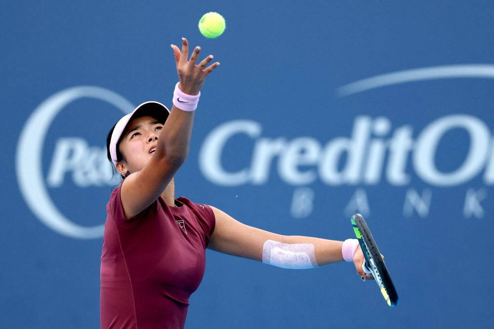 Philippines’ Alexandra Eala serves against Romania’s Elena-Gabriela Ruse at the Cincinnati Open in Mason, Ohio, on August 15, 2026. — AFP pic