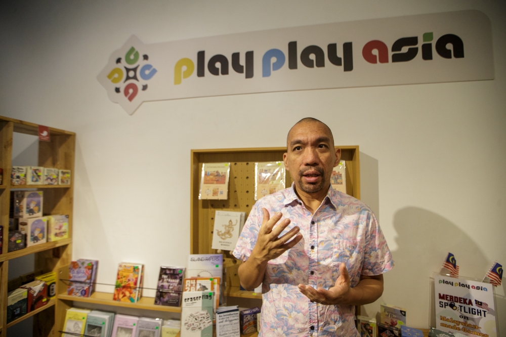 Play Play Asia founder, Singapore-based board game designer Daryl Chow, in an interview with Malay Mail, said he wanted to spotlight board games from Asia, as many lack marketing resources and visibility. — Picture by Raymond Manuel