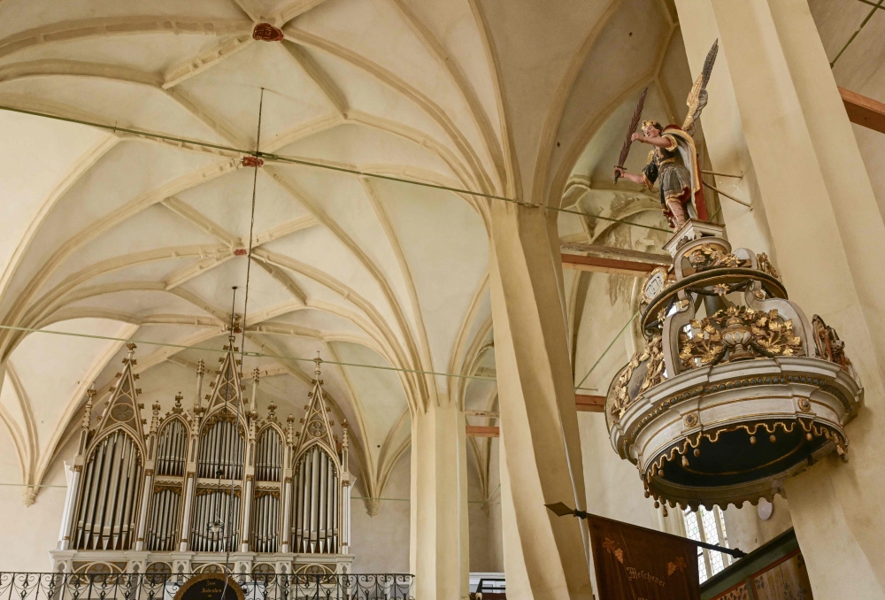 An interior view of the fortified church in the village of Mosna, Romania on August 7, 2026. — AFP pic