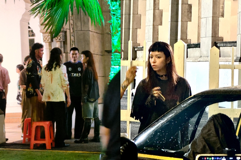 Vivian Sung and Troy Liu (centre, left image) film a scene at Kuala Lumpur Railway Station for the upcoming modern ‘wuxia’ crime film ‘Saving Brother Ryan’. — Picture from source