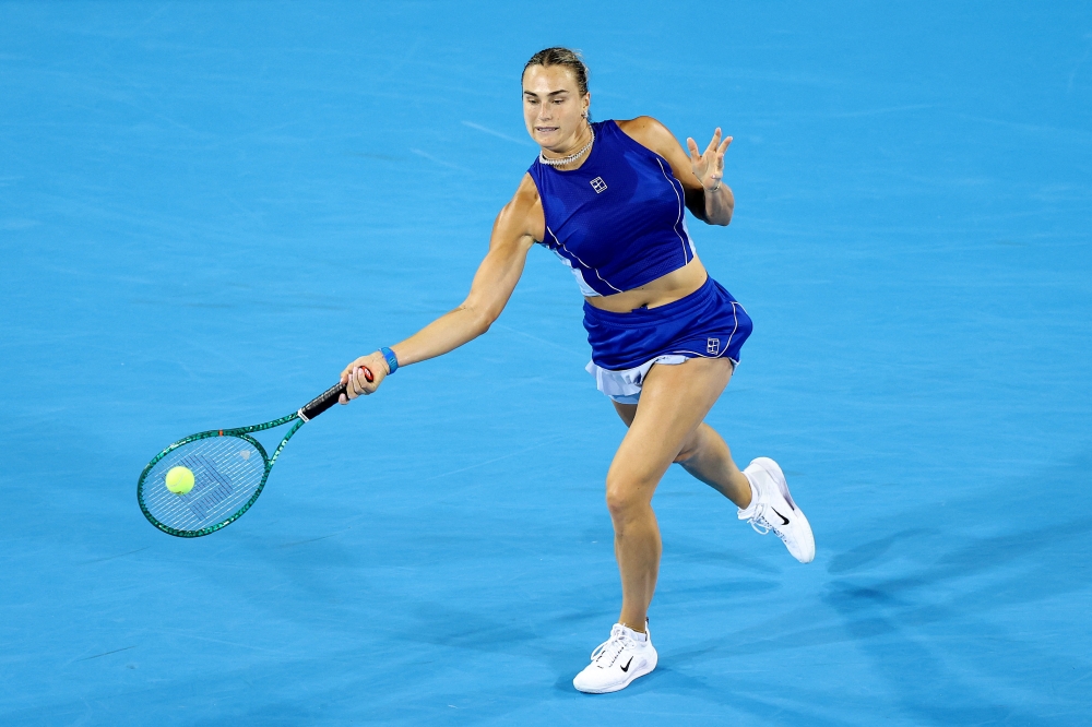 Aryna Sabalenka returns a shot during a match against Sara Bejlek of Czechia on day nine of the Cincinnati Open at Lindner Family Tennis Center on August 20, 2026 in Mason, Ohio. — AFP pic
