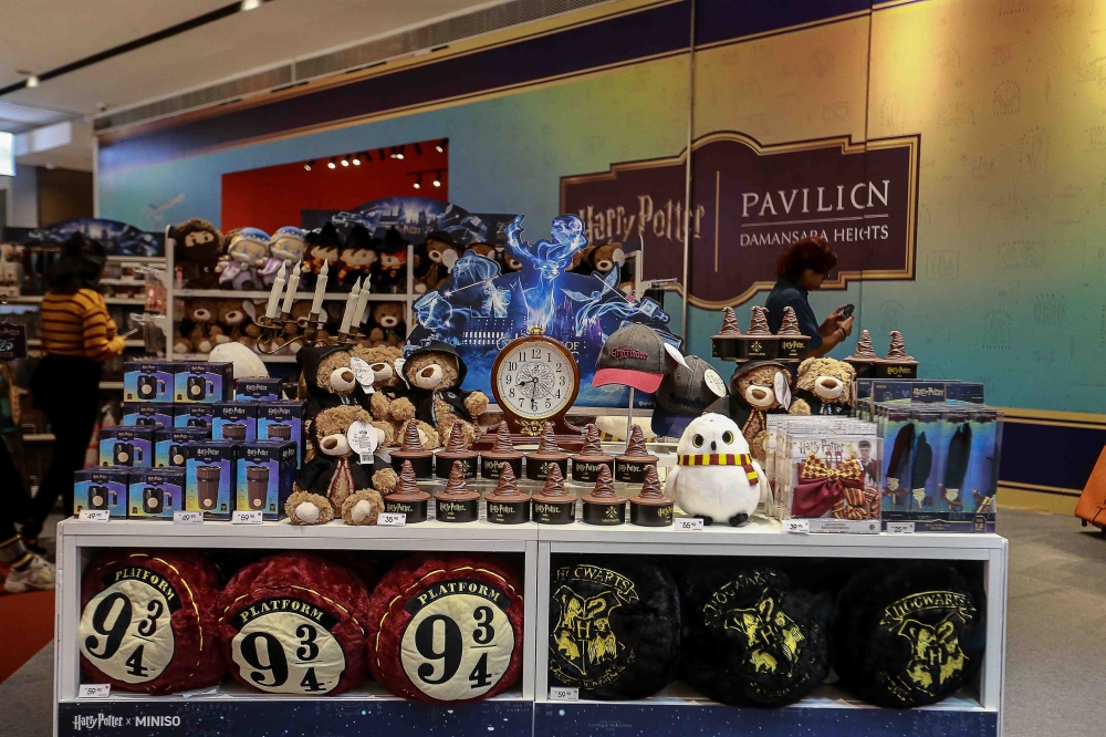 Harry Potter merchandise on display at the pop-up at Pavilion Damansara Heights, with hundreds of themed items available. — Picture by Sayuti Zainudin