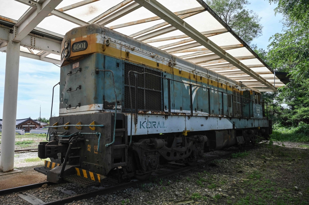 A locomotive is seen at the Woljeong-ri Station in Cheorwon. — AFP pic