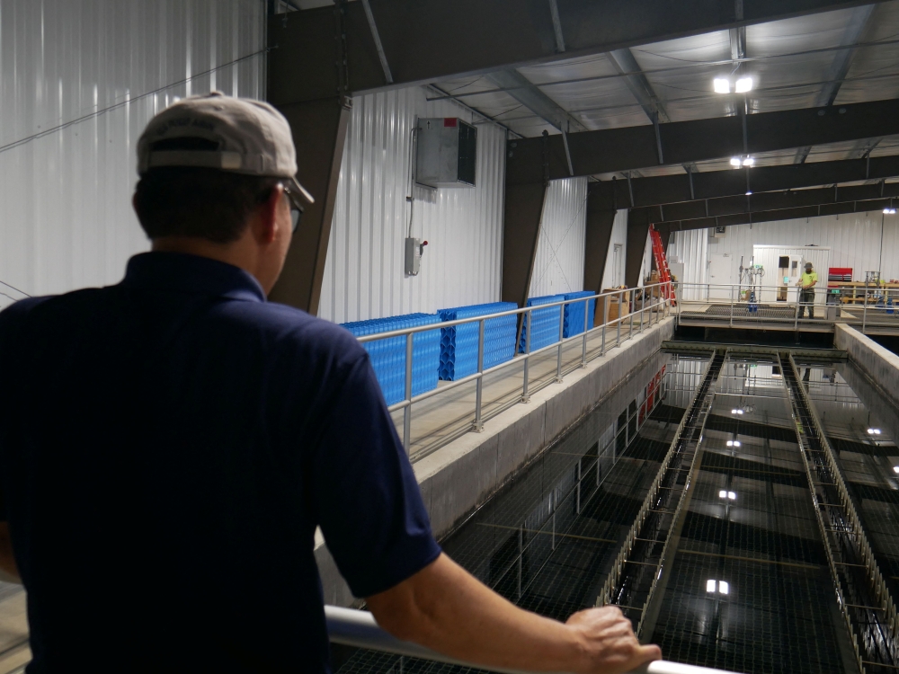 Lance Lin, director of the WVU Rare Earth Elements Initiative, observes an acid mine drainage treatment basin at West Virginia University’s pilot plant in Mount Storm, West Virginia, on August 12, 2026. — AFP pic
