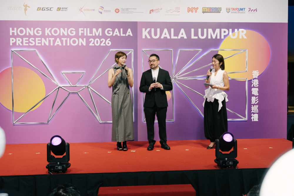 ‘Afterpiece’ director Keane T.K. Wong with one of the film’s stars, Angela Yuen, who portrays Hanna, at the Hong Kong Gala Presentation 2026 in Kuala Lumpur. — Picture by Raymond Manuel