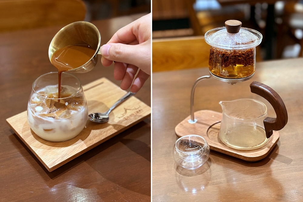 Thai milk tea (left) and coffee blossom tea (right). — Picture by CK Lim