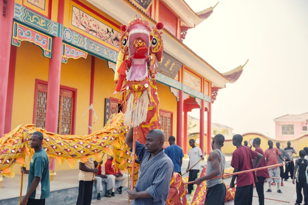 Shaolin students train for Dragon Dance at a Shaolin Temple outside Lusaka on August 8, 2026. — AFP pic