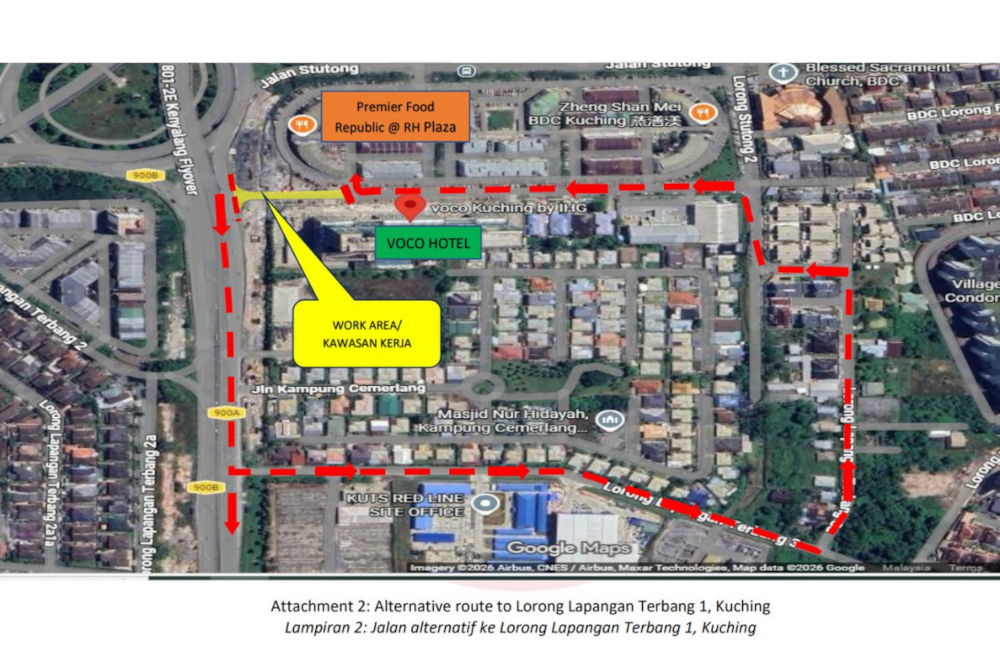 Alternative route to Lorong Lapangan Terbang 1. — The Borneo Post pic 