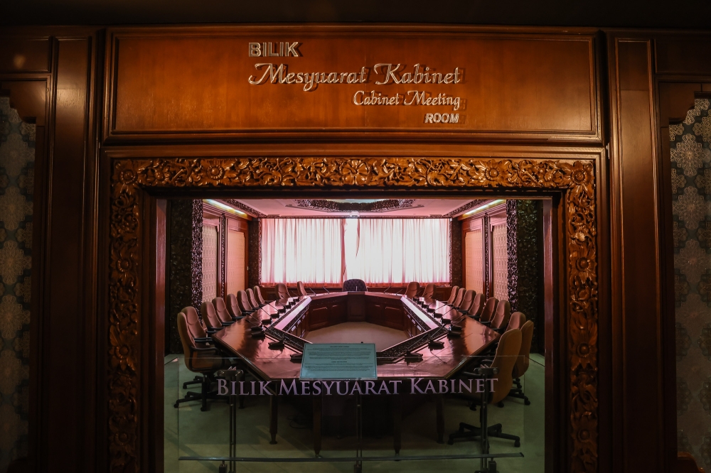 The meeting room where Cabinet meetings were held every Wednesday, with Dr Mahathir presiding over the final meeting there on June 16, 1999. — Picture by Yusof Isa