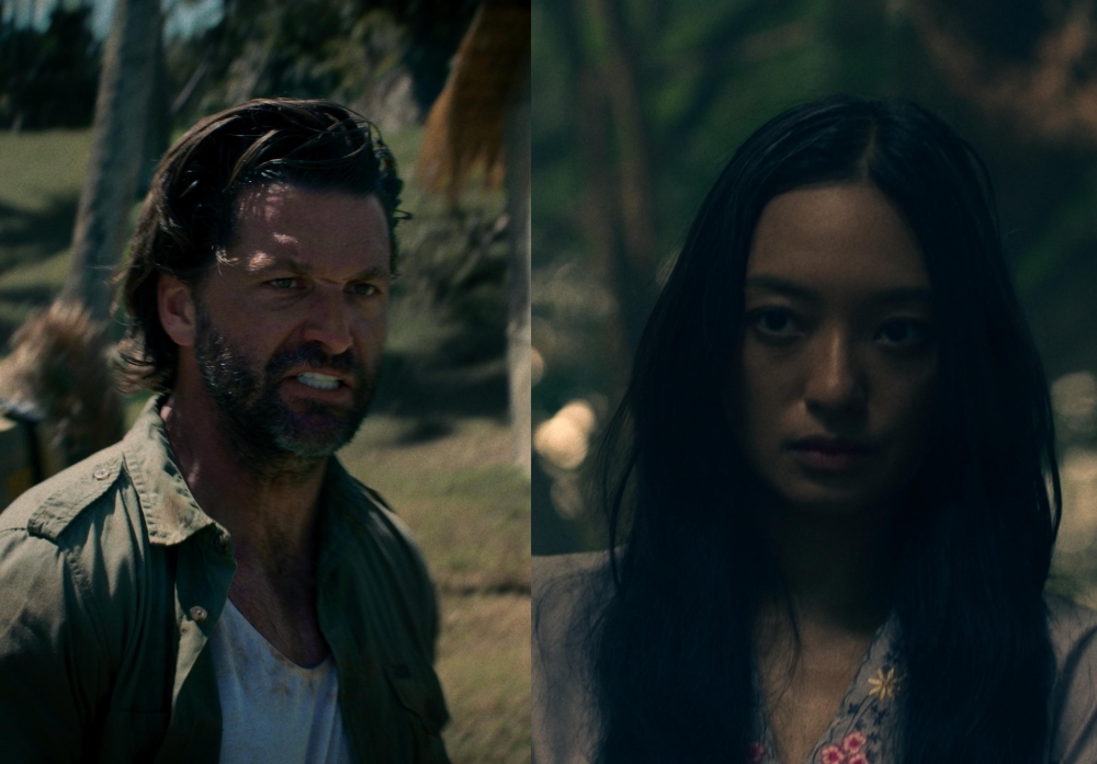 Brett Tutor as Abe (left) and Asmara Abigail as Siti in ‘Peluru Senja’. — Picture courtesy of MSK Cinemas Sdn Bhd