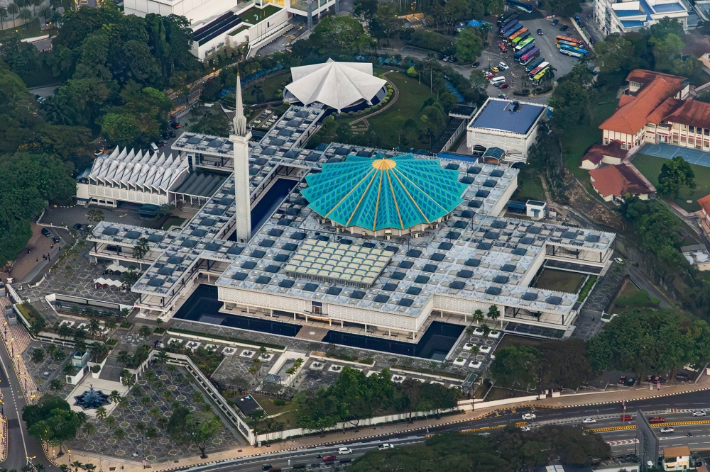 A general view of Masjid Negara in Kuala Lumpur on August 22, 2026. The most recognisable feature of Masjid Negara is its large folded roof, designed in the form of an open umbrella. — Picture by Firdaus Latif