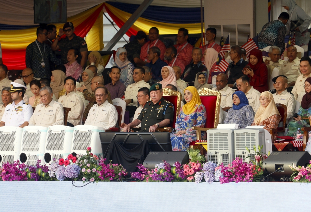 His Majesty Sultan Ibrahim, King of Malaysia, and Her Majesty Raja Zarith Sofiah, Queen of Malaysia, attend National Day 2026 celebrations at Dataran Putrajaya in Putrajaya on August 31, 2026. — Bernama pic