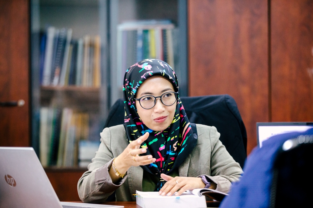 Rizati Hamidun, Director of the Road Safety Engineering and Environment Research Centre (REER) at the Malaysian Institute of Road Safety Research (Miros), speaks during an interview session at Miros in Kajang August 18, 2026. — Picture by Raymond Manuel