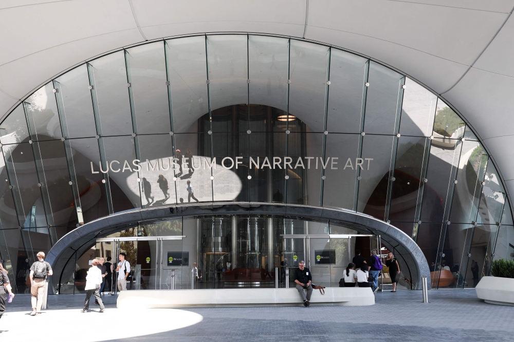 The entrance of the Lucas Museum of Narrative Art in Los Angeles opens to the public on September 22, 2026. — AFP pic