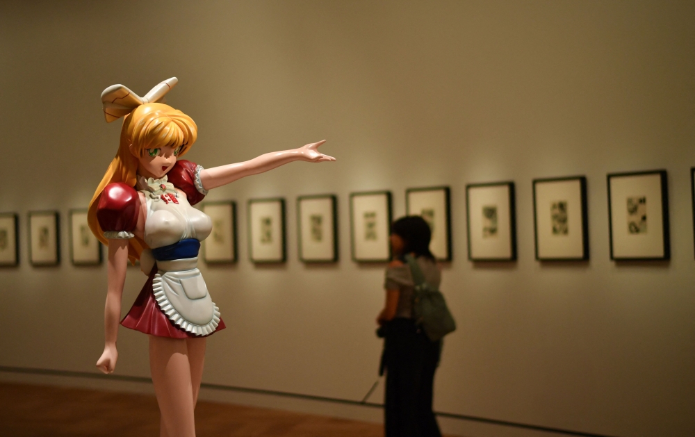 Takashi Murakami’s ‘Miss Ko’ statue is displayed in the Manga room during a press preview of the Lucas Museum of Narrative Art in Los Angeles. — AFP pic