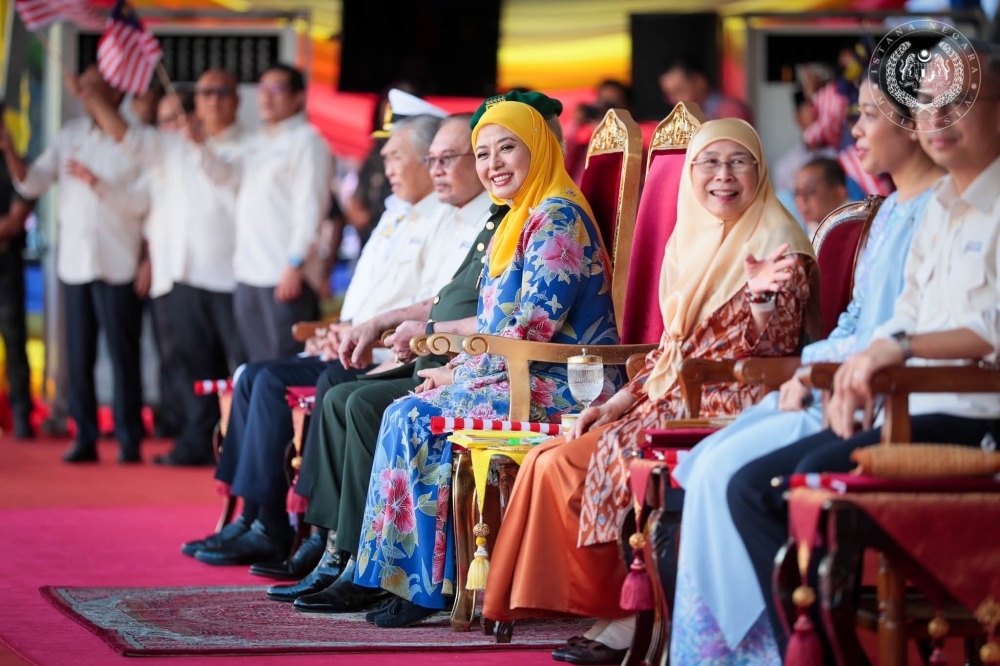 Her Majesty, Raja Zarith Sofiah, Queen of Malaysia at the 69th National Day celebration on August 31. — Picture via Facebook/Sultan Ibrahim Sultan Iskandar