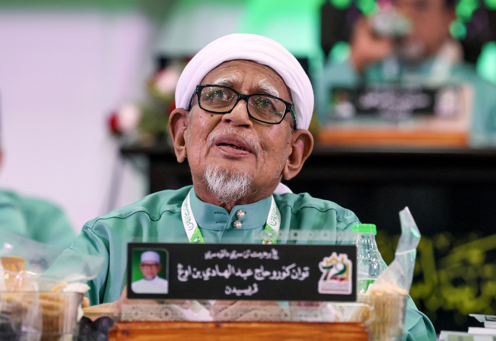 PAS President Tan Sri Abdul Hadi Awang delivers his speech during the winding-up session at the 72nd PAS Annual National Muktamar at the Kelantan Islamic Tarbiyah Centre (PUTIK) in Kota Bharu on September 5, 2026. — Bernama pic