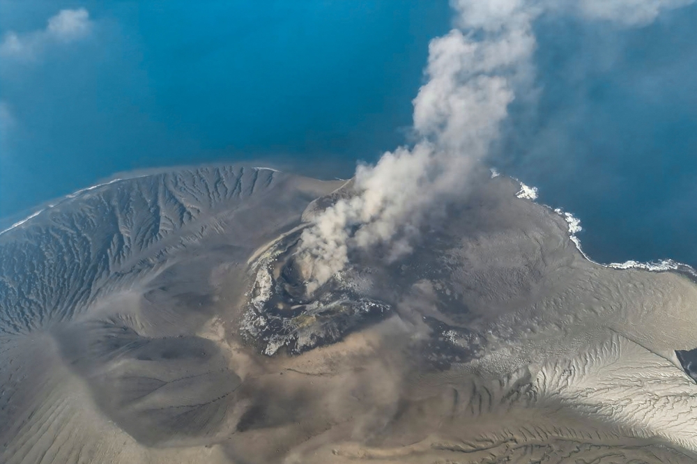 This handout aerial picture taken on September 6, 2026 and released on September 7, 2026 by the Indonesia's Center for Volcanology and Geological Hazard Mitigation shows the Mount Krakatau (Krakatoa) in the Sunda Strait, in South Lampung, Lampung province, spewing smoke and volcanic ash during an eruption. — AFP pic