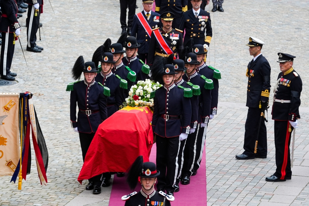 The casket carrying late King Harald V is taken to the royal mausoleum in the crypt at Akershus Castle after  after the state funeral at the Cathedral in Oslo, Norway, on September 9, 2026. Harald, who died on August 28, 2026 at the age of 89, will be laid to rest in the crypt of the royal mausoleum of Akershus Castle, a medieval fortress overlooking Oslo Fjord, after a service at the Oslo Cathedral. — Terje Pedersen/Pool/AFP pic
