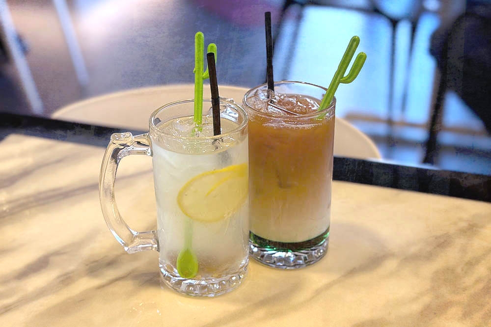 Sarawak Tiga Masam (left) and Three-Layer Tea Pandan (right). — Picture by CK Lim