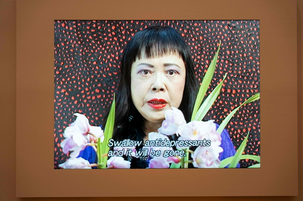 This photograph shows an artwork displayed during a press preview of the exhibition dedicated to Japanese artist Yayoi Kusama (1929-2026) at Stedelijk Museum in Amsterdam on September 9, 2026. — AFP pic 