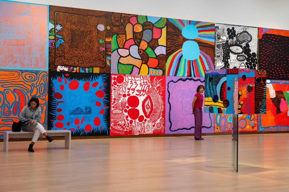 Visitors attend a press preview of the exhibition dedicated to Japanese artist Yayoi Kusama (1929-2026) at Stedelijk Museum in Amsterdam on September 9, 2026. — AFP pic