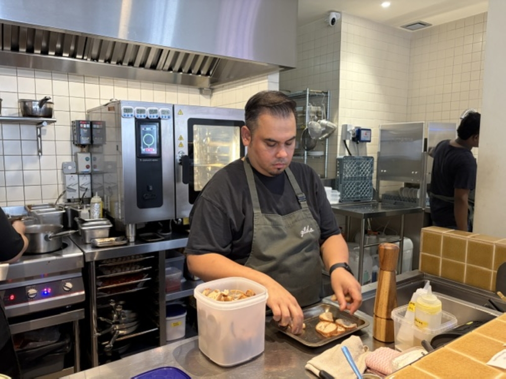 Chef Ahmad working in the open kitchen.