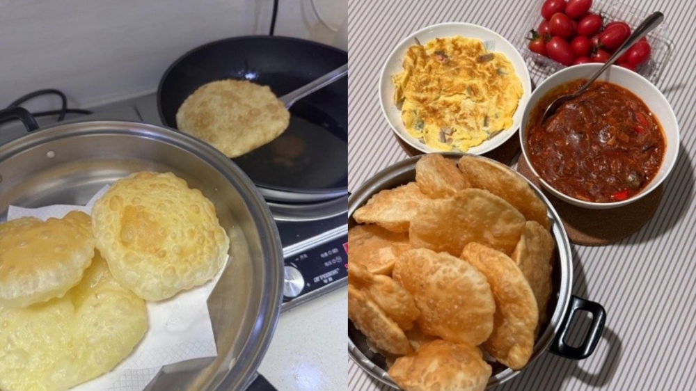 Making and eating 'pooris' in China... more than just a yearning for a familiar taste. — Pictures by Matthuri Palanee