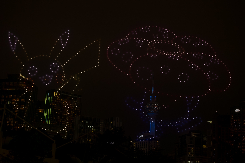 The PokéXciting! celebrations will have one final drone show tonight at 9pm. — Picture by Raymond Manuel