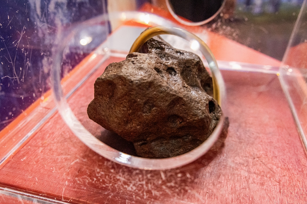 A space rock recovered from the Campo del Cielo crater field on display at Planetarium Negara.