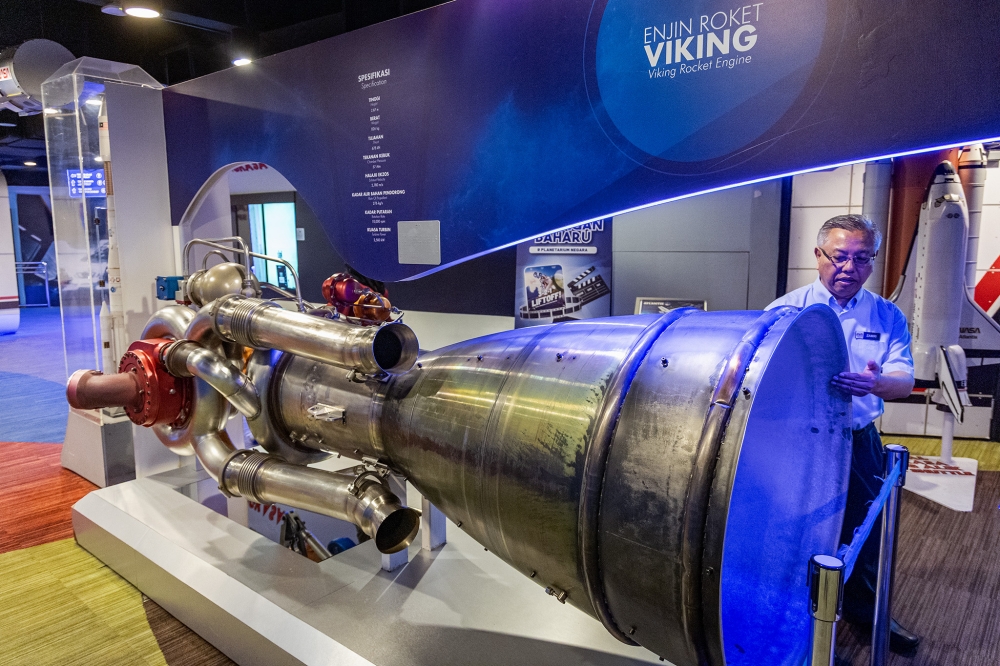 The Viking, a liquid-fuelled rocket engine used on Europe’s Ariane rockets to power ascent into space, is on display here at Planetarium Negara. 