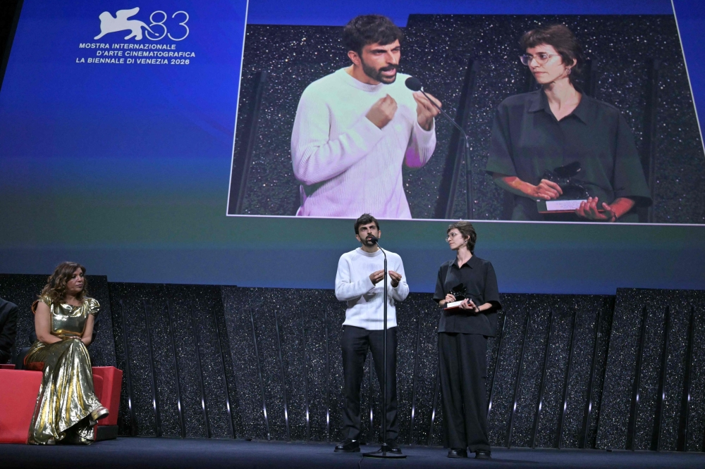 Israeli directors, Yuval Abraham and Rachel Szor, at the 63rd Venice Film Festival at Venice Lido on September 12, 2026. — AFP pic