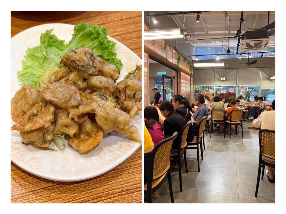 Thai Lemongrass Prawn (left) you can pop like candy. Sunday night (right) is when every family takes over the dining room for their weekend treat. — Pictures by Lee Khang Yi