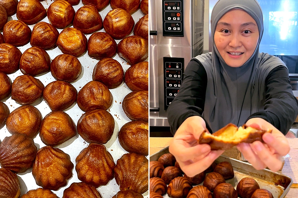 Crispy and caramelised outside, slightly chewy like 'mochi' inside.