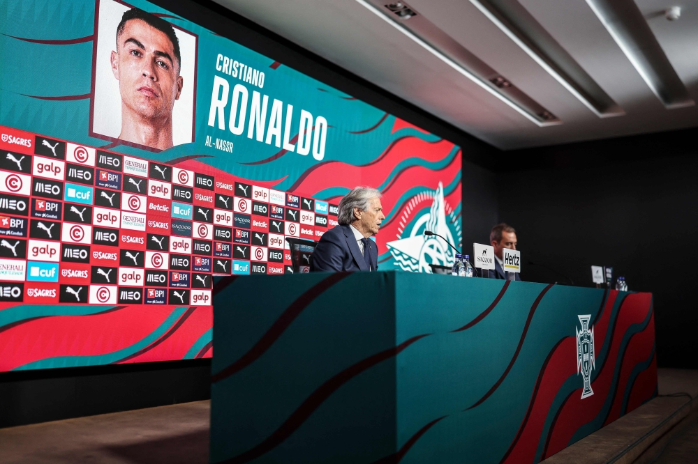 Portugal coach Jorge Jesus speaks during a press conference announcing the squad for upcoming Nations League qualifiers in Oeiras on September 18, 2026. — AFP pic