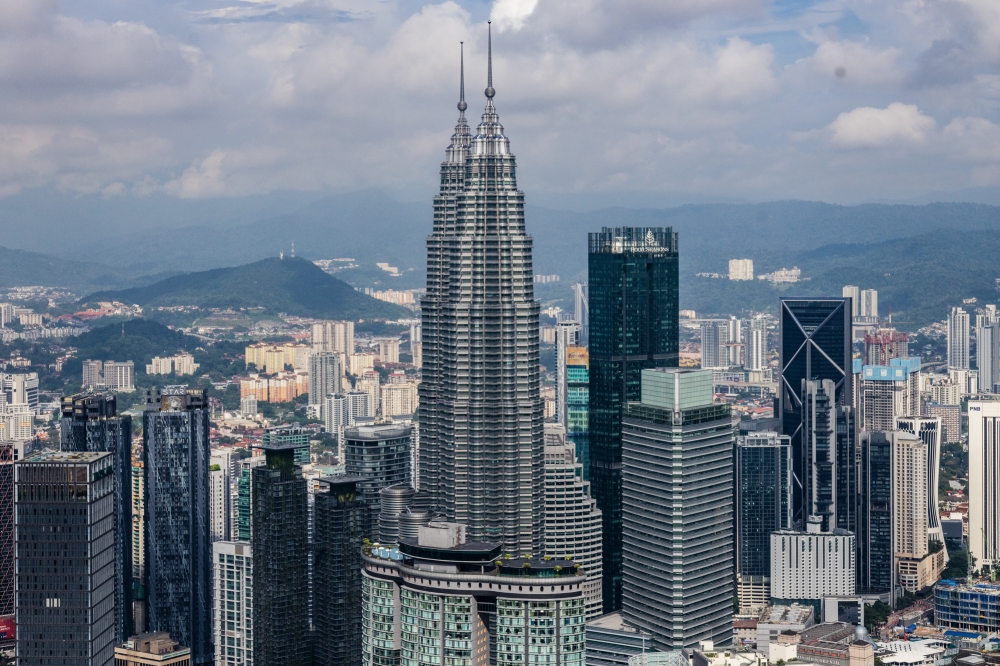 A general view of the Petronas Twin Towers in Kuala Lumpur on January 10, 2023. — Picture by Firdaus Latif