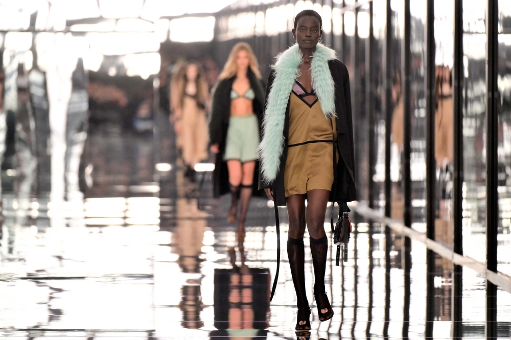 A model walks the runway during the Fendi collection show as part of Women’s Spring/Summer 2027 Milan’s fashion week September 23, 2026. — AFP pic