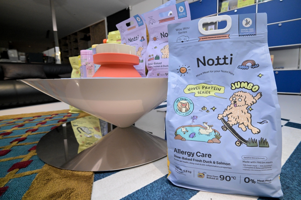 Notti offers about 40 products, ranging from slow-baked kibble and treats to supplements and pet accessories. — Bernama pic