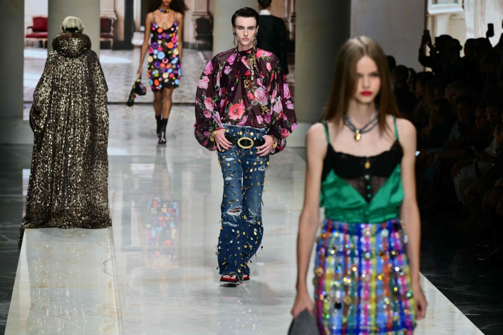 Models walk the runway during the Dolce & Gabbana collection show as part of Women’s Spring/Summer 2027 Milan’s fashion week September 26, 2026. — AFP pic 