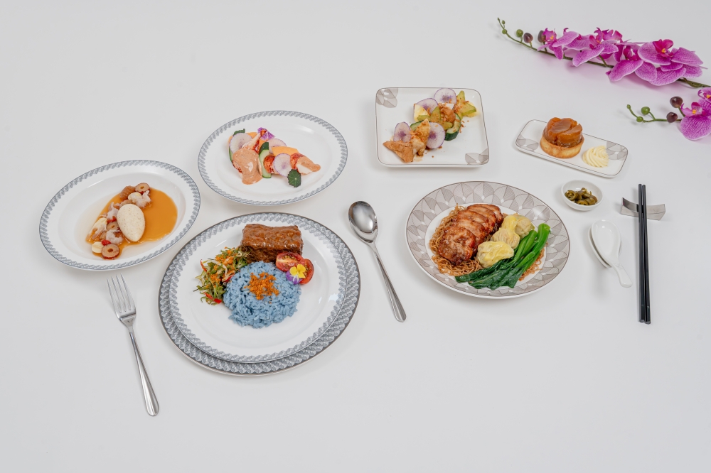 A selection of appetisers, main courses, and desserts for First Class and Business Class passengers in SIA’s revamped inflight dining from November 2026. — Picture courtesy of Singapore Airlines