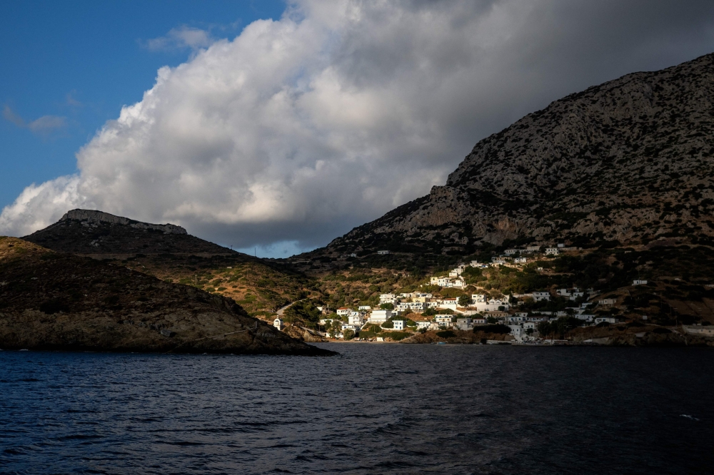 This photograph shows a view of the Aegean Sea from the island of Thymaina on September 23, 2026.