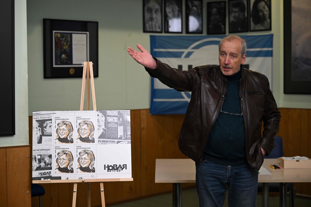 Journalist Sergei Sokolov attends a gathering in memory of the slain Russian reporter Anna Politkovskaya at the office of the Novaya Gazeta newspaper, recently designated by authorities as a ‘foreign agent’, in Moscow October 6, 2026. — AFP pic
