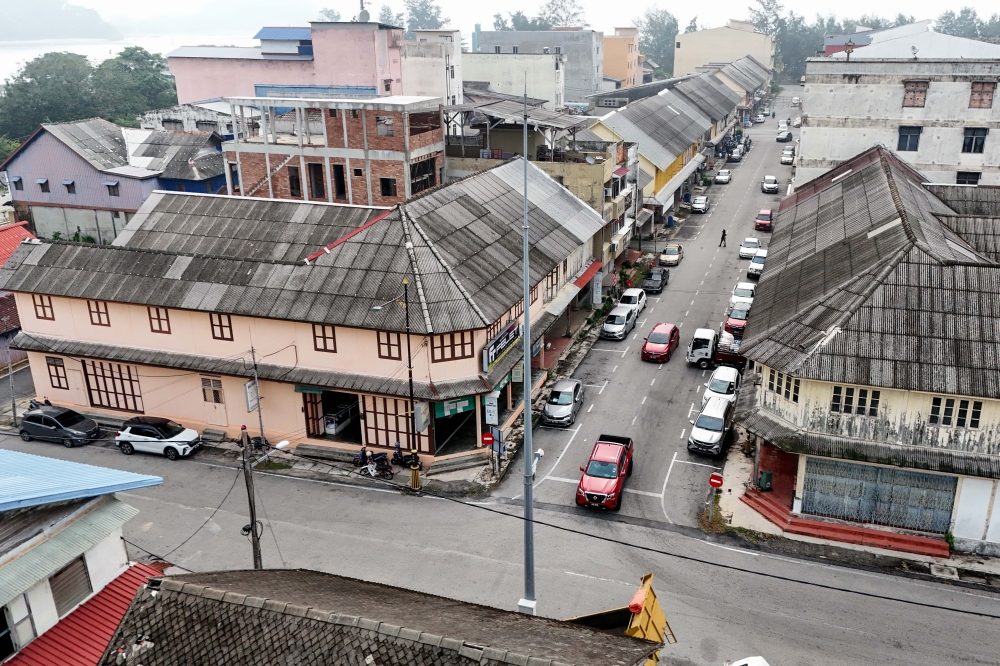The surviving rows of two-storey wooden shophouses in Kuala Dungun. — Bernama pic